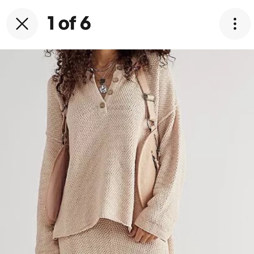 Free People Beach Hailee Waffle Knit Henley Sweater